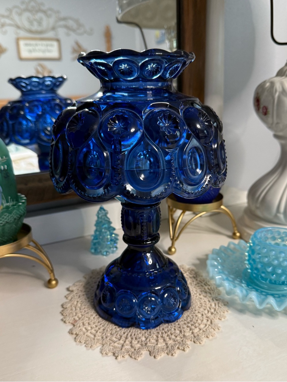 Vintage Moon & Stars Cobalt 3 piece candle lamp